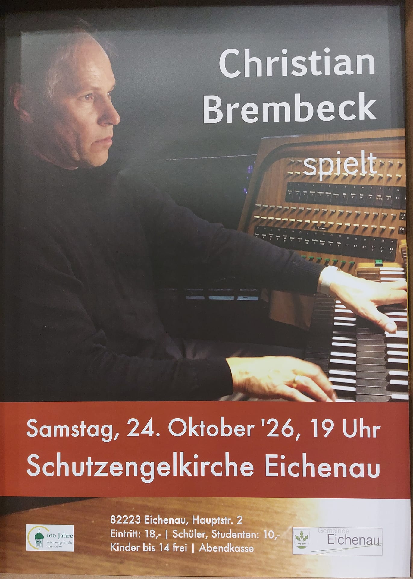 Plakat: Christian Brembeck spielt – Orgelkonzert